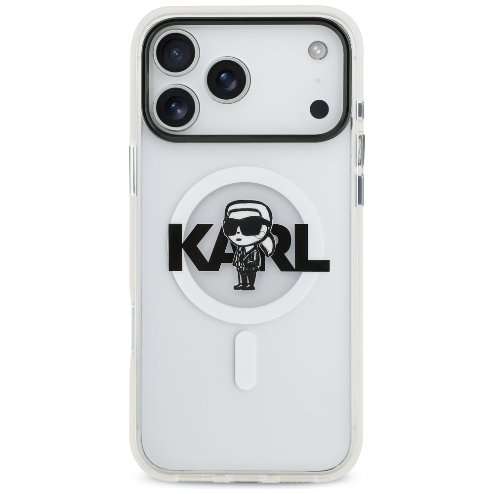 Carcasa Lagerfeld IML Karl Sketch Logo cu MagSafe compatibila cu iPhone 17 Pro Max, Transparent