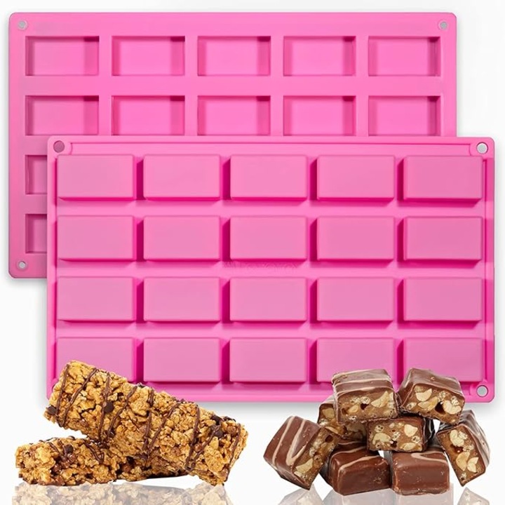 Set 2 forme silicon HERUSI pentru batoane dreptunghiulare, rezistente la temperaturi, 29x17x1.3cm, transparent