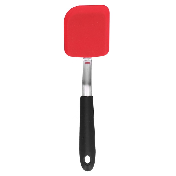 Szilikon és rozsdamentes acél konyhai spatula, rugalmas, magas hőmérsékletnek ellenálló, 1 db, fekete