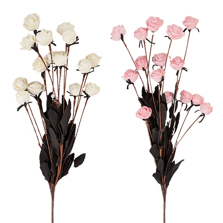 Flori artificiale HERUSI trandafiri spuma 2,5cm roz 52cm set