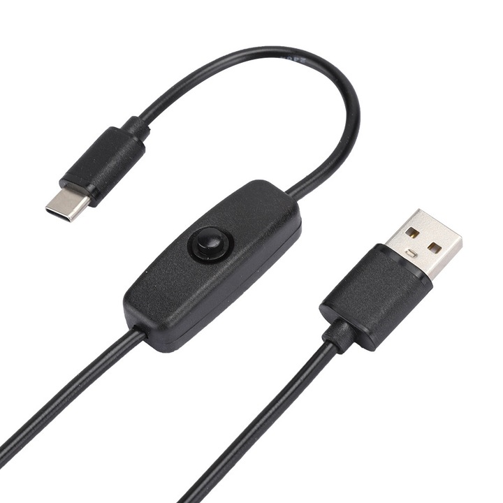 Захранващ кабел USB-C с превключвател, комплект за Raspberry, 4A, 1м