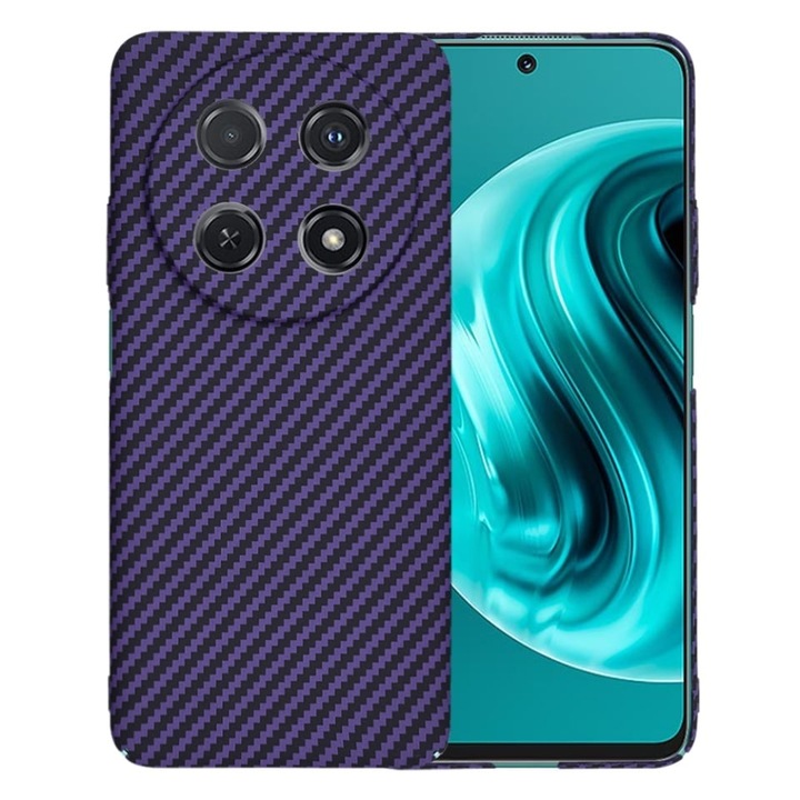 Husa pentru Huawei nova 12i / nova 13i, SKYDDAR INNOVATION, textura carbon, Carbonite FiberShell, set cu sticker, Mov