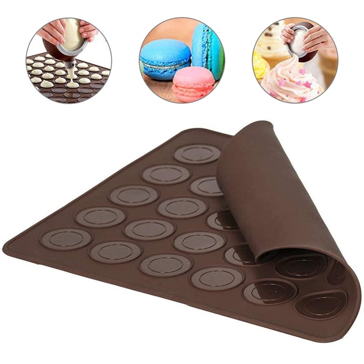 Tava silicon HERUSI pentru macarons 30 gauri antiaderenta 29x26cm