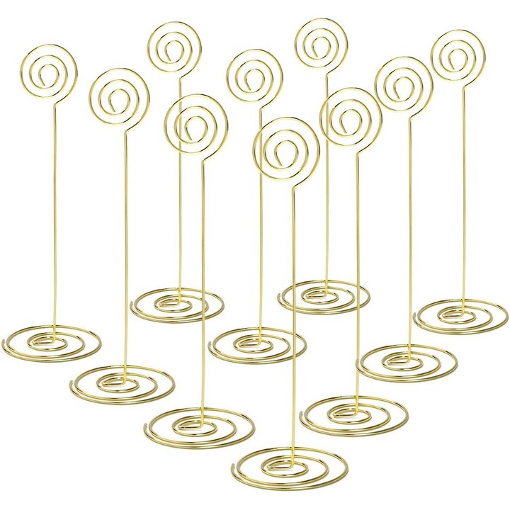 Set 10 suporturi carduri birou spirale metalice 22x5x5cm