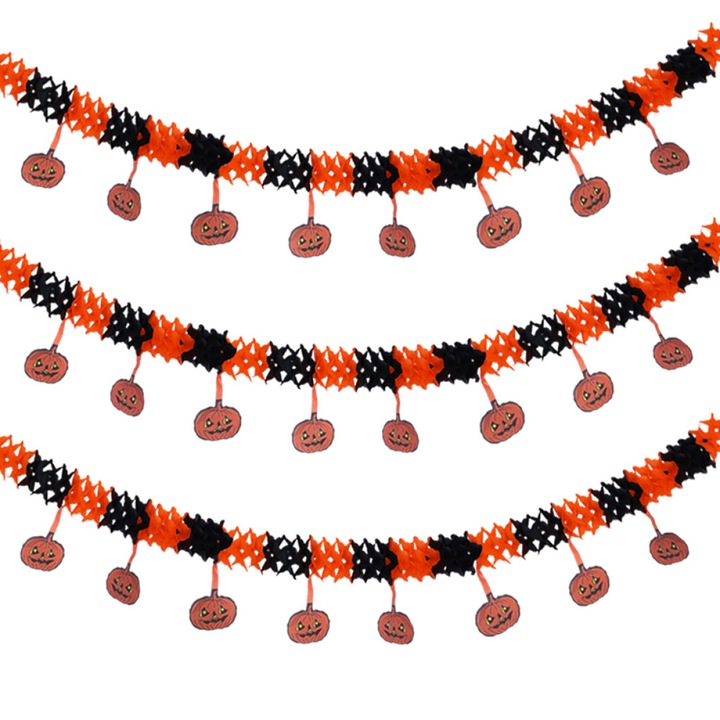 Decoratiune Halloween HERUSI banner reutilizabil negru 150x30cm