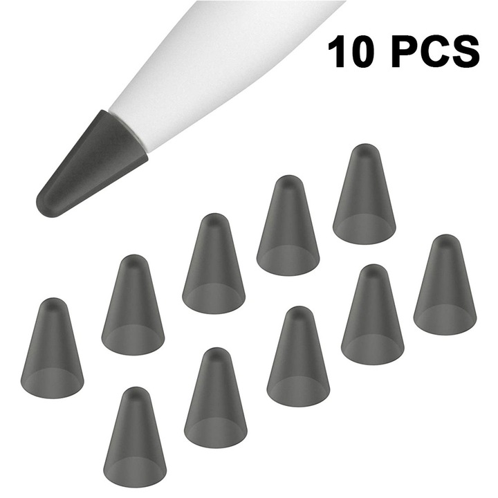 10 db védőkupak készlet Apple Pencilhez, HERUSI, szilikon, fekete