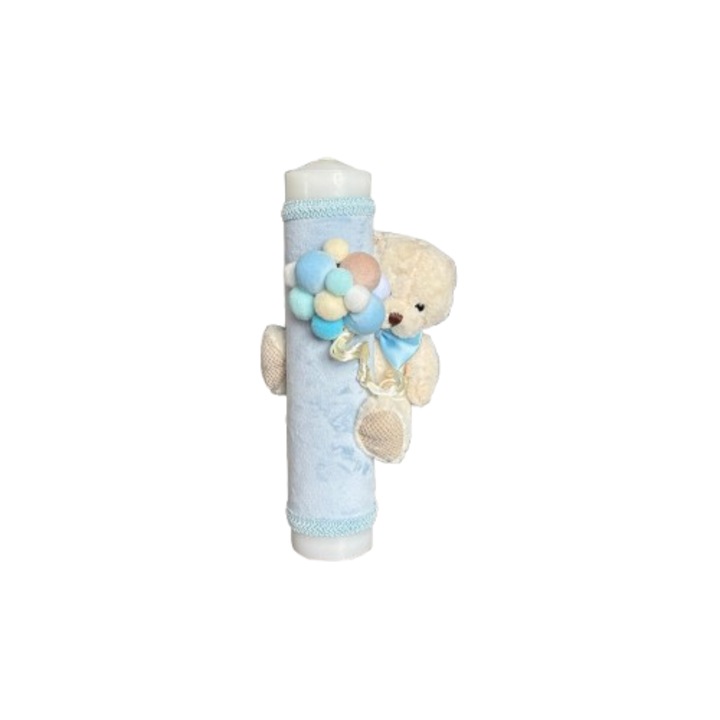 Lumanare botez, Loona's, design ursulet, albastru, 30 cm