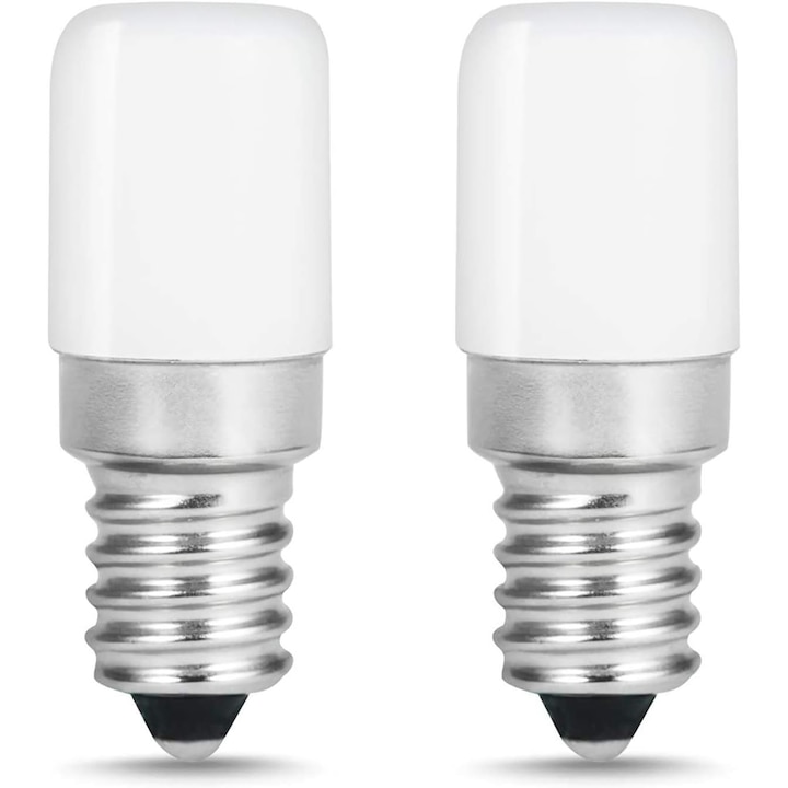 Bec LED E14 pentru frigider, Alb cald, 3000K, 2 buc, 100-250V
