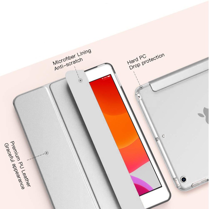 Okos, ultravékony tablet tok, ezüst, iPad Mini 3/2/1-hez