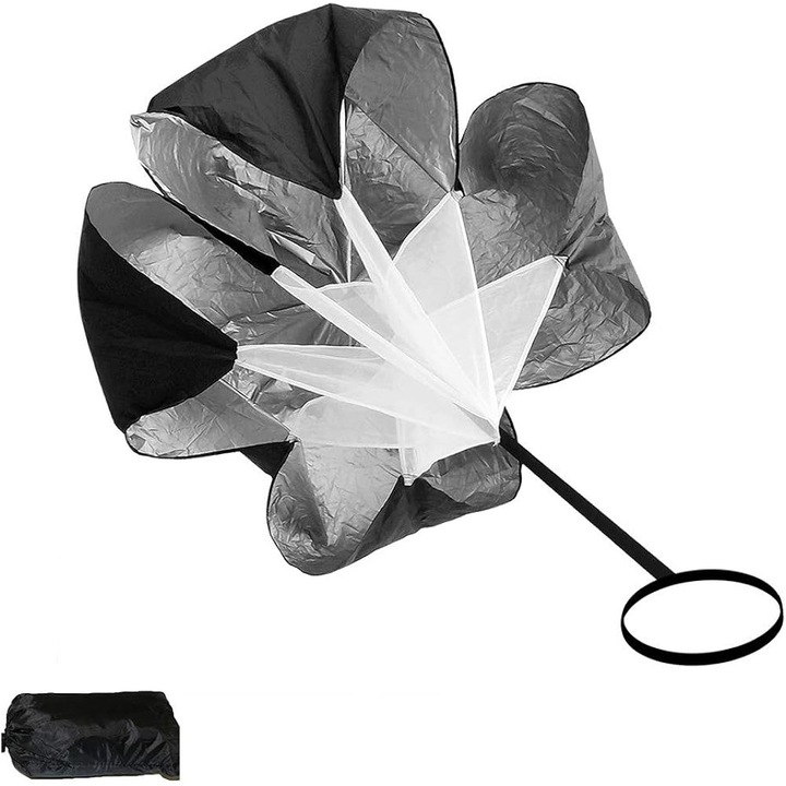 Parasut antrenament HERUSI, rezistenta 5-15 kg, negru, 1.41x1.41m