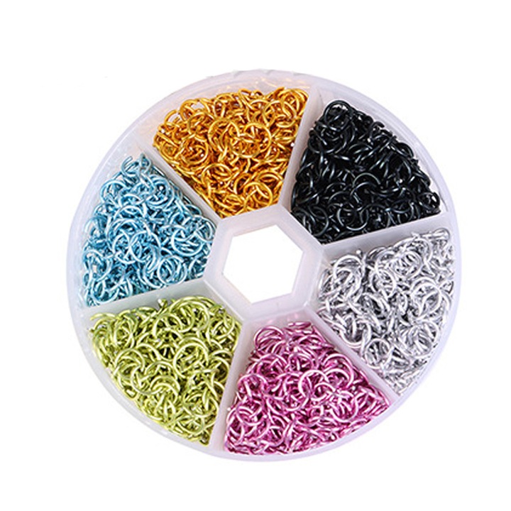 Set inele pentru unghii, 6 compartimente, multicolor