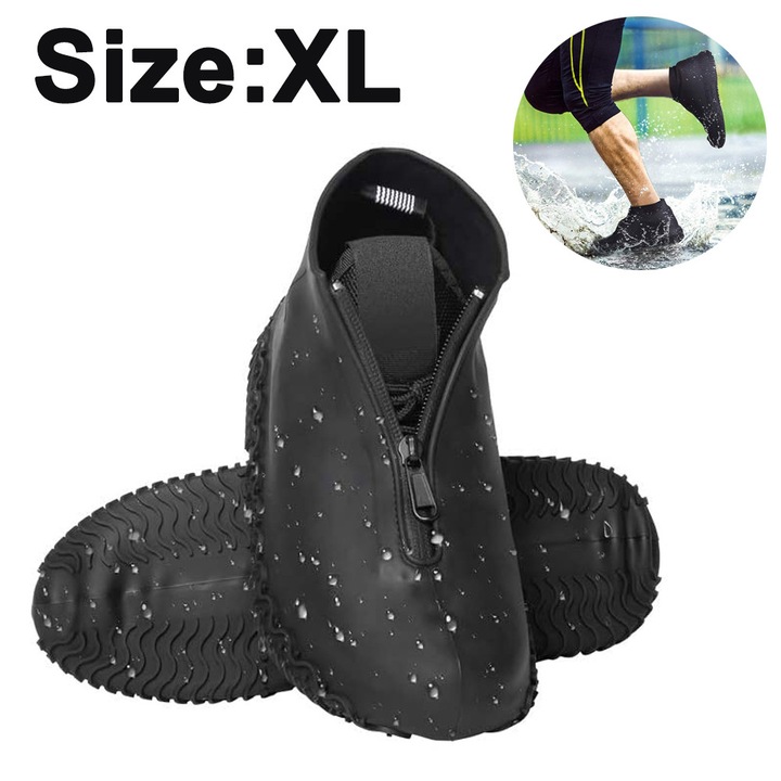 Husa incaltaminte HERUSI, silicon, albastru-negru, M-L-XL, impermeabila, antiderapanta