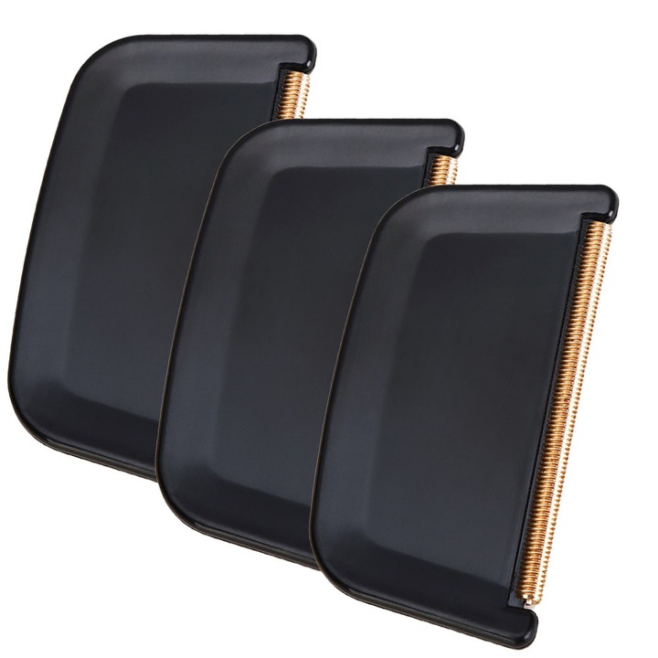 Set 3 piepteni pentru scame, HERUSI, lemn, verde-albastru-negru, 8x4x0,5cm