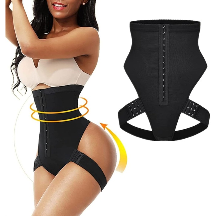 Centura de slabit, model M, neagra, din spandex, control al abdomenului, pentru toate ocaziile