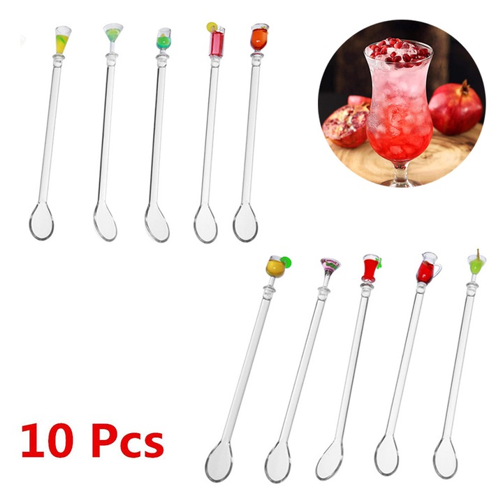 HERUSI koktélkeverő készlet, 10 db, műanyag, többszínű, 23 cm