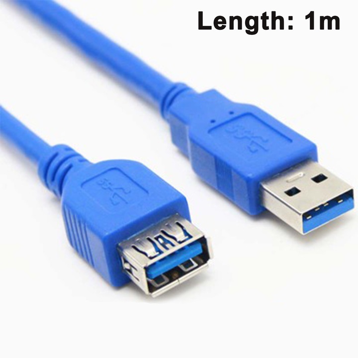 Cablu USB 3.0 tip A, albastru, 1m, extensie date