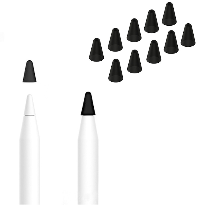 Set 10 capace protectie varf stylus HERUSI negru