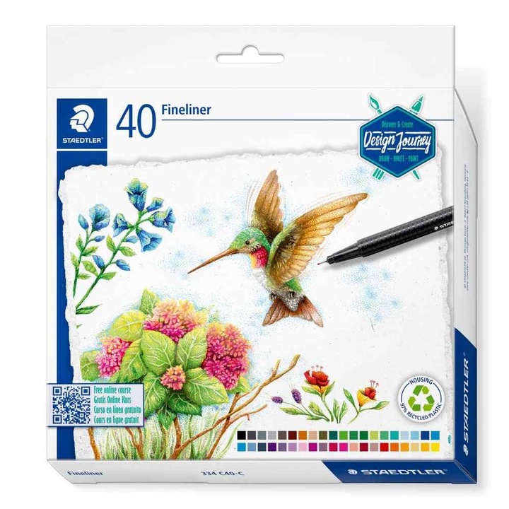 Set 40 finelinere superfine 0,3mm, Triplus Staedtler, 334-C40-C