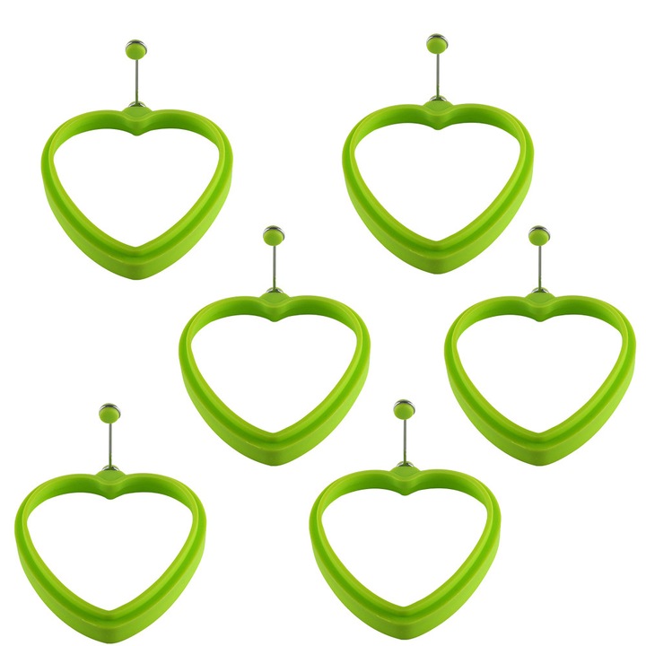 Set 4 forme oua HERUSI silicon inox rosu verde 11x12cm