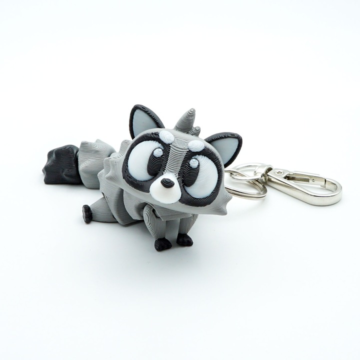 Flexi kulcstartó hátizsákra, táskára vagy kulcsra, Mosómedve, 3D nyomtatott figura