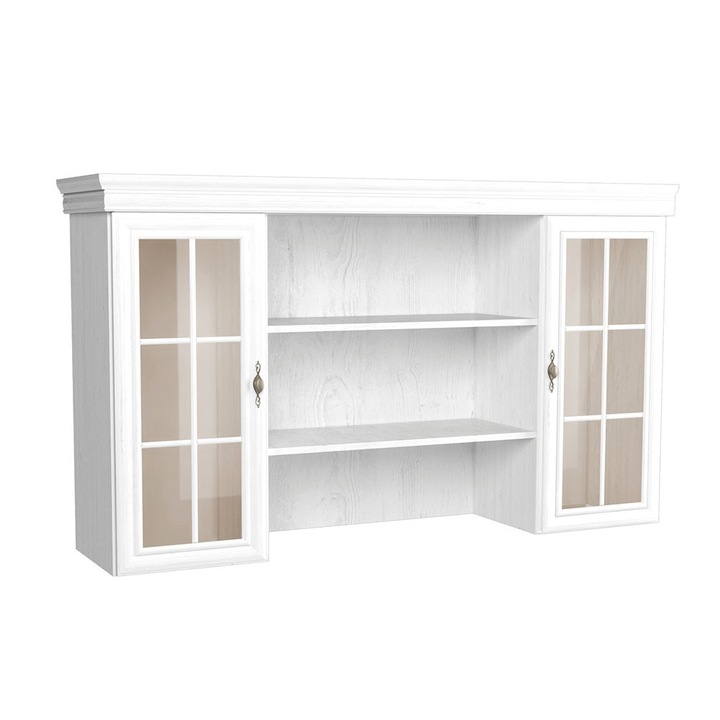 Vitrina Kora KN5 Andersen, 168 x 40 x 96 cm, culoare alb