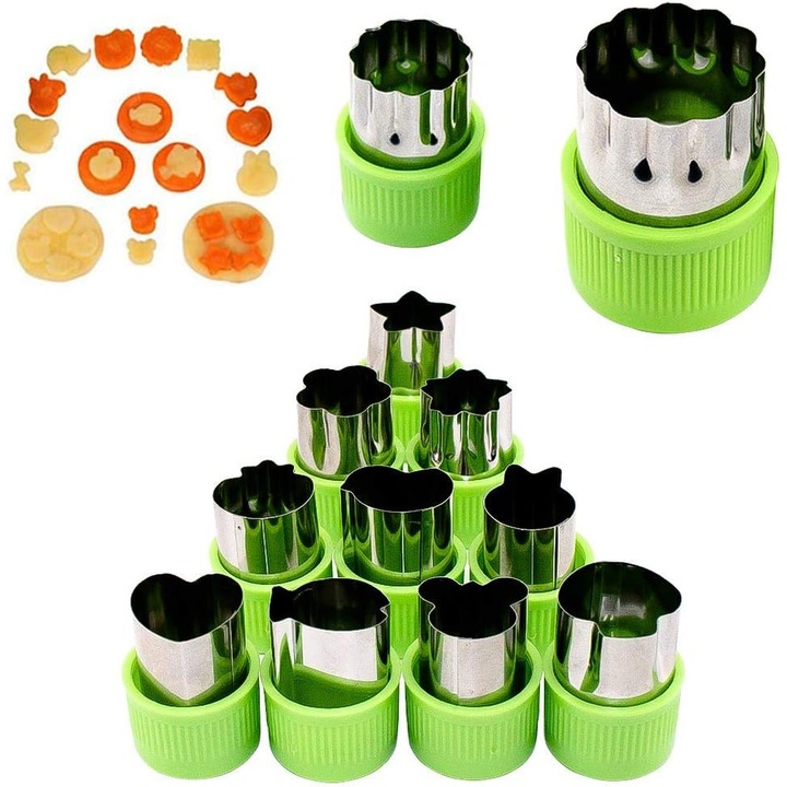 Set 12 forme prajituri inox verde argintiu 3,8x5,3cm 2,5x3,8cm