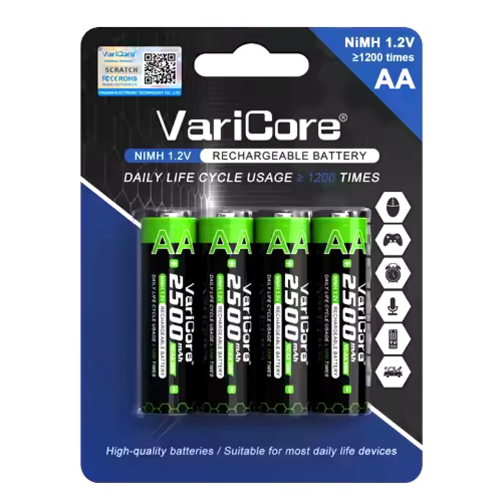 Комплект 4 акумулатора VariCore VC-AA 2500 Ni-MH 2500mAh 1.2V