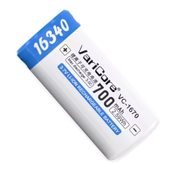 Acumulator VariCore 16340 Li-ion 700mAh, 3.7V, set disponibil