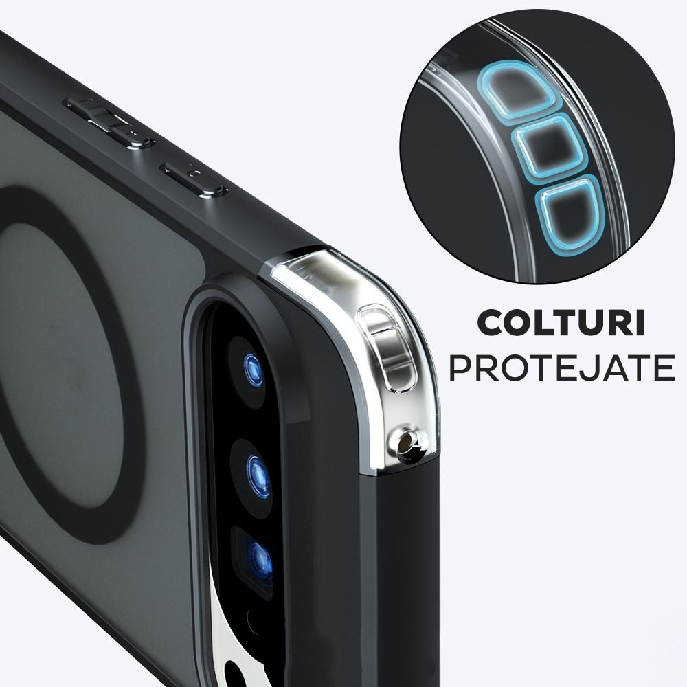Husa pentru Google Pixel 11 Pro XL Daden® PureFrost MagSafe, Incarcare wireless, Protectie sporita, Anti-amprenta, Negru fumuriu