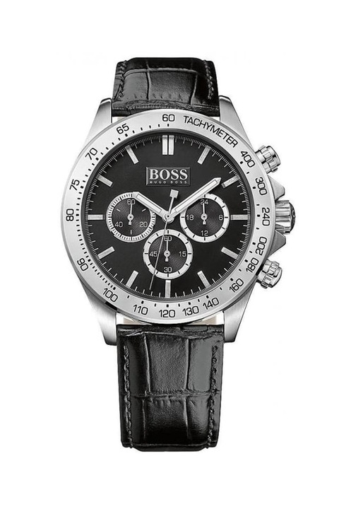 Boss Hugo Boss, Chrono Karóra Bőrszíjjal, Fekete