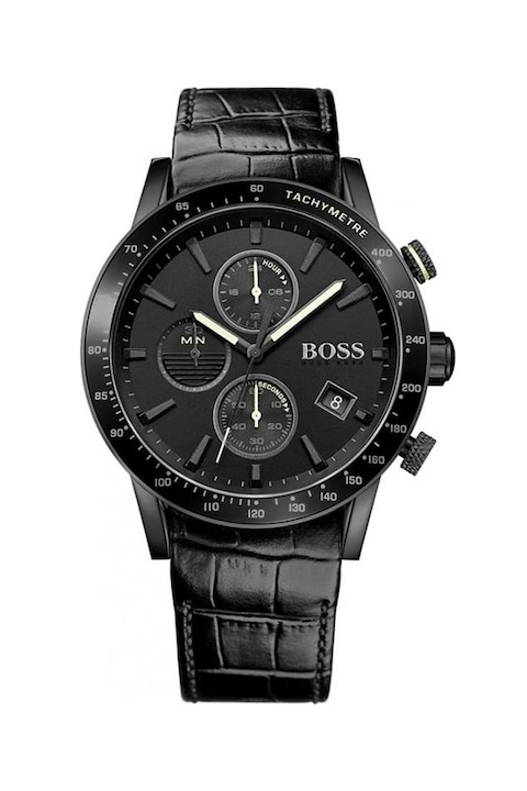 Boss Hugo Boss, Chrono Karóra Bőrszíjjal, Fekete