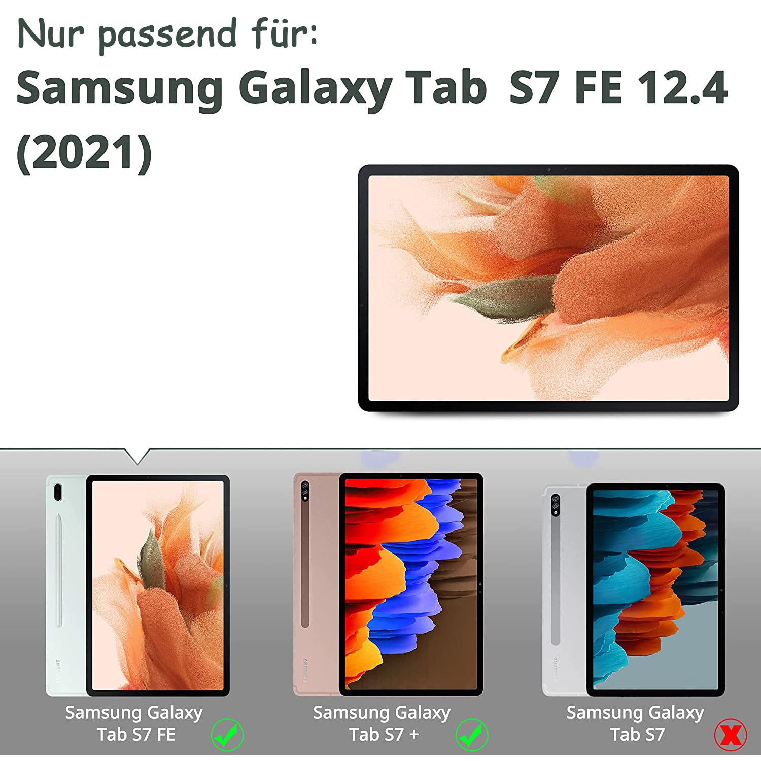 Husa compatibila cu Samsung Galaxy Tab S7 FE 12.4 5G/ S8+ Plus 5G 2022/ S7+ Plus 12.4 - Ultra subtire cu functie de suport, din piele PU, potrivita pentru Samsung Galaxy Tab S7 FE 12.4