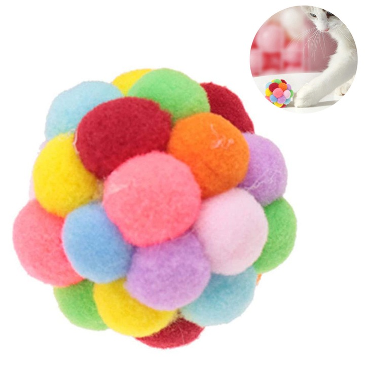 Jucarie minge clopotel, plus, multicolor, 4cm