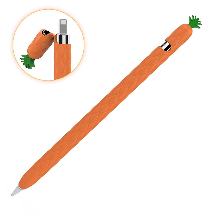 Husa silicon pentru Apple Pencil 2, model fructe, portocaliu-galben-verde