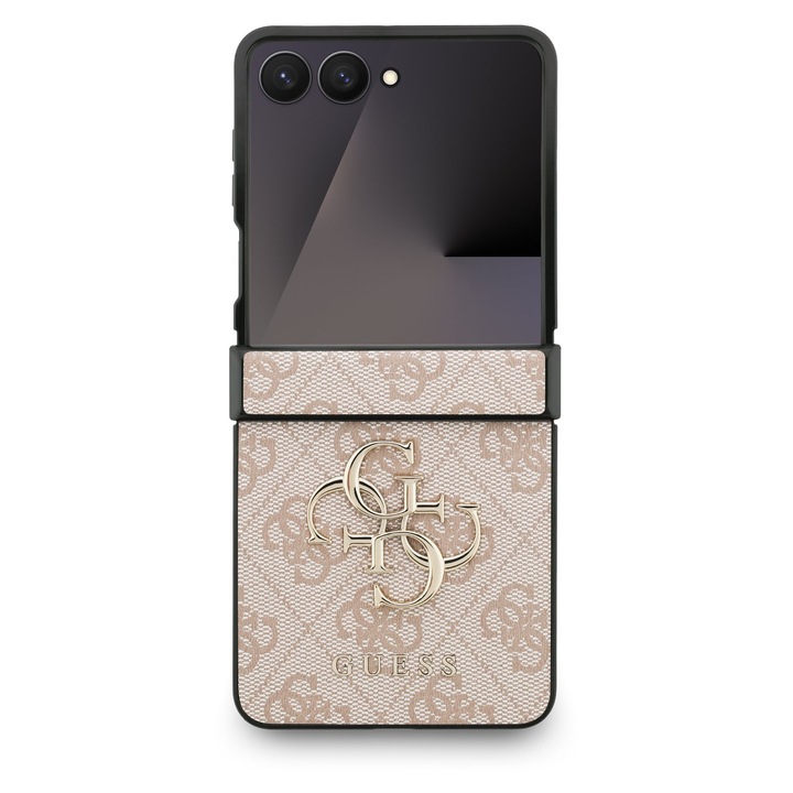 Etui Guess Big 4G Logo Classic Logo, gold, pentru Samsung Galaxy Z Flip7, material ecologic, rezistent la socuri