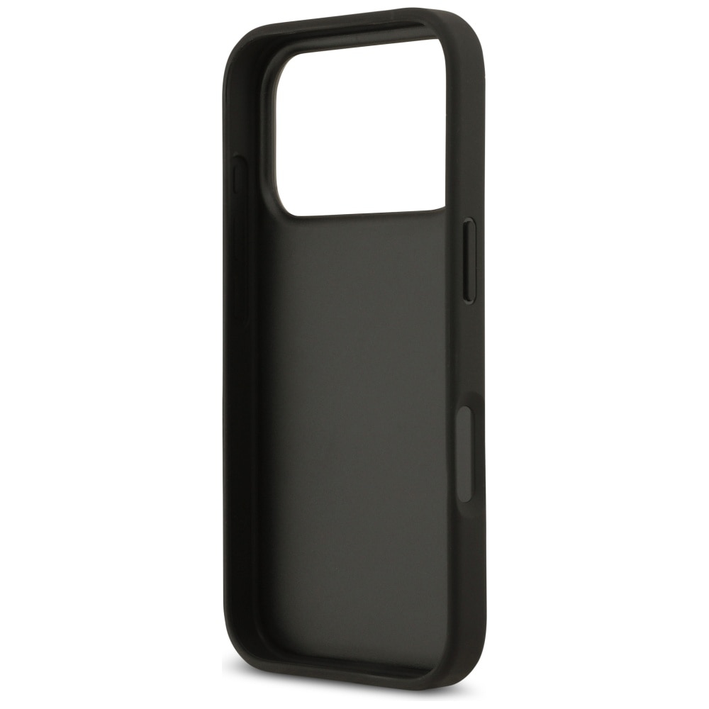 Etui Guess Grained Roses Big 4G logo, negru, pentru iPhone 17 Pro, rezistent la socuri, material TPU/PC