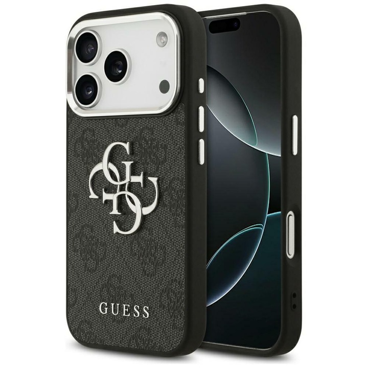 Калъф Guess 4G Big 4G Classic Logo, черен, за iPhone 17 Pro Max, материал еко-кожа/TPU/PC, устойчив на удари
