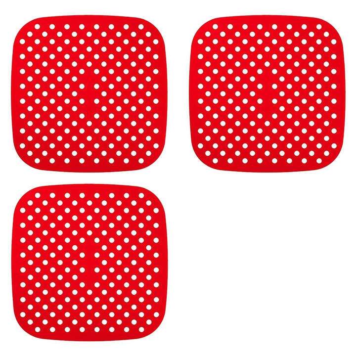 Set 3 insertii din silicon pentru friteuza aer HERUSI, antiaderente, rezistente la ulei, ajustabile