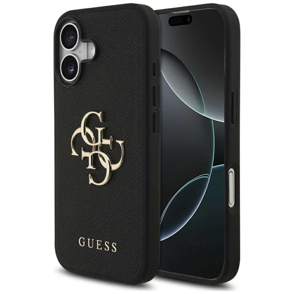 Husa telefon Guess, Etui Grained Big 4G & Classic Logo, negru, pentru iPhone 17