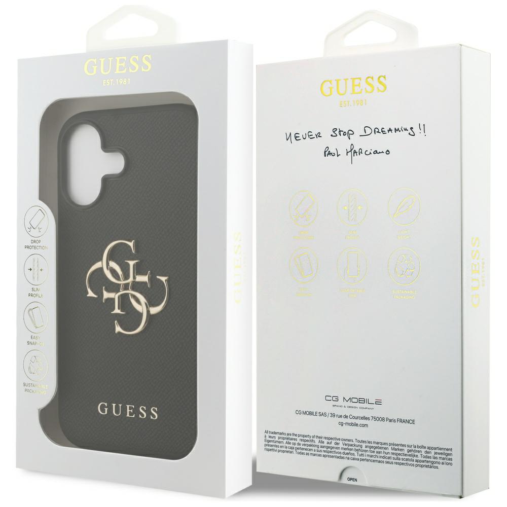 Husa telefon Guess, Etui Grained Big 4G & Classic Logo, negru, pentru iPhone 17