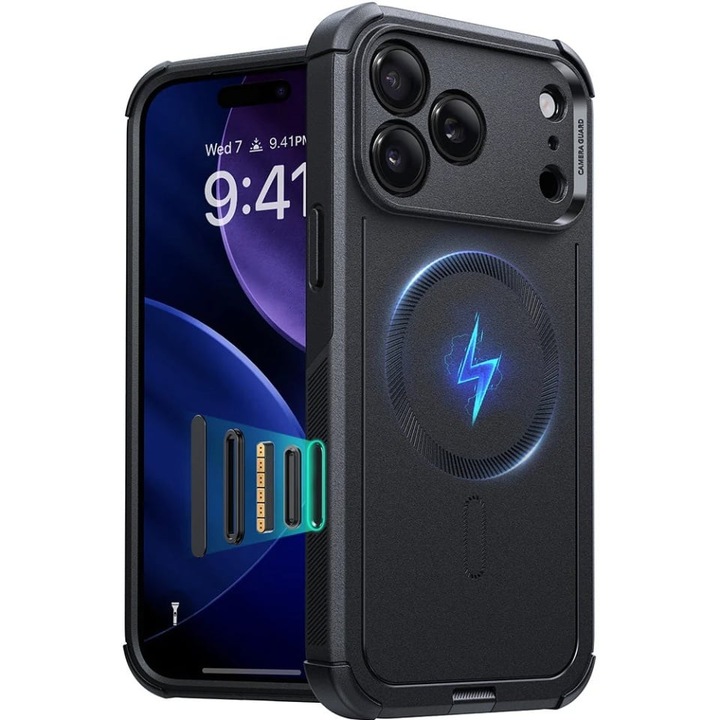 Husa pentru iPhone 17 Pro Max, Magsafe, ESR Cyber Halolock, Negru