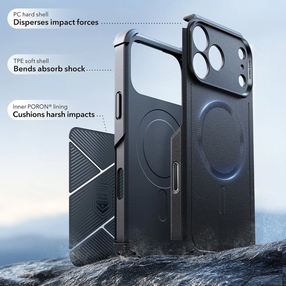 Husa pentru iPhone 17 Pro Max, Magsafe, ESR Cyber Halolock, Negru