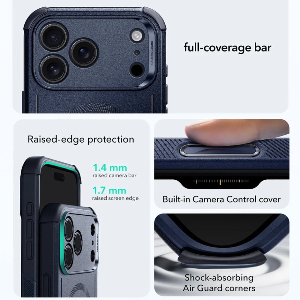 Husa pentru iPhone 17 Pro, Magsafe, ESR Cyber Halolock, Albastru