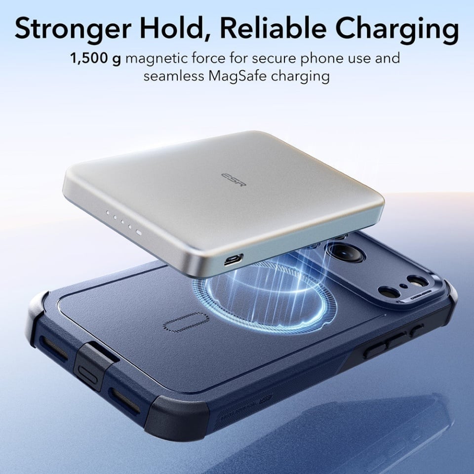 Husa pentru iPhone 17 Pro, Magsafe, ESR Cyber Halolock, Albastru