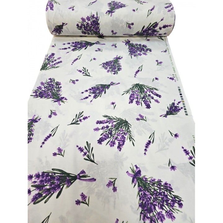Material bumbac ranforce 1m x 2.40 cm latime, model liliac nr 2