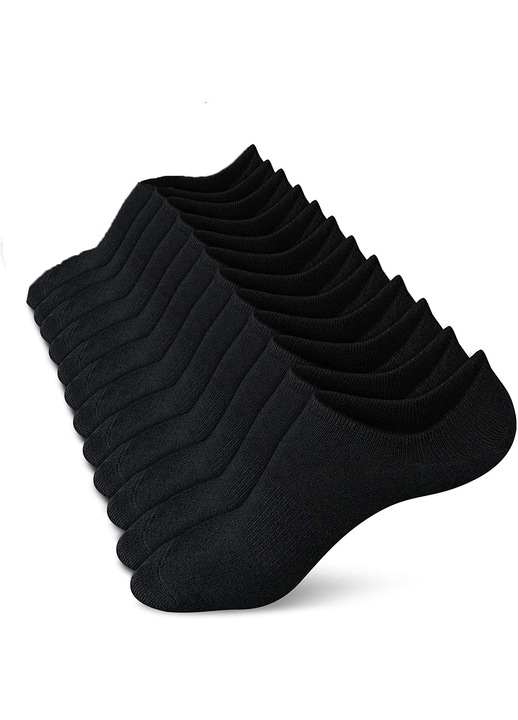 Sosete invizibile HERUSI, bumbac, antiderapante, negru, set 6 buc, marime unica