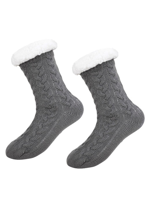 Дамски чорапи, сиви, комплект пухкави чорапи за зимата, топли и противоплъзгащи