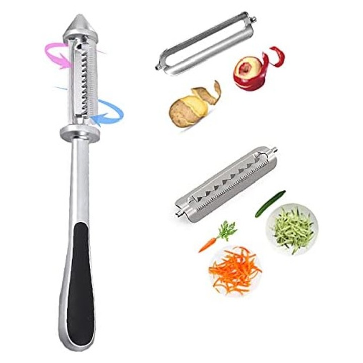 Curatator legume HERUSI, dublu functional, inox, ergonomic, 18x4cm