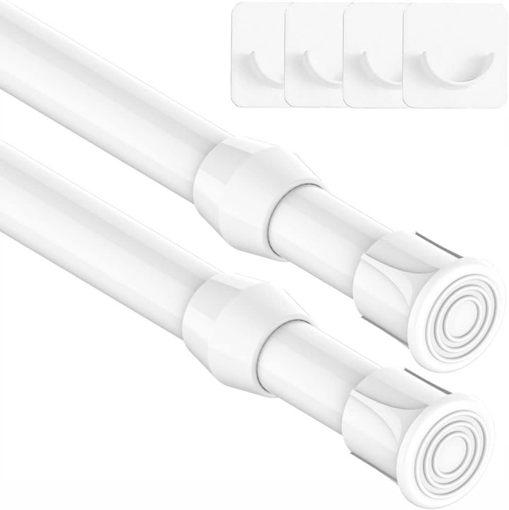 Set 2 bare perdea extensibile 30-50cm alb ajustabil durabil