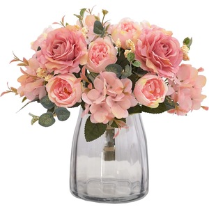 2 Bouquets Pivoines Artificielles En Soie – 10 Têtes, 32 Cm, Tiges Flexibles, Déco Maison/bureau/mariage (rouge)